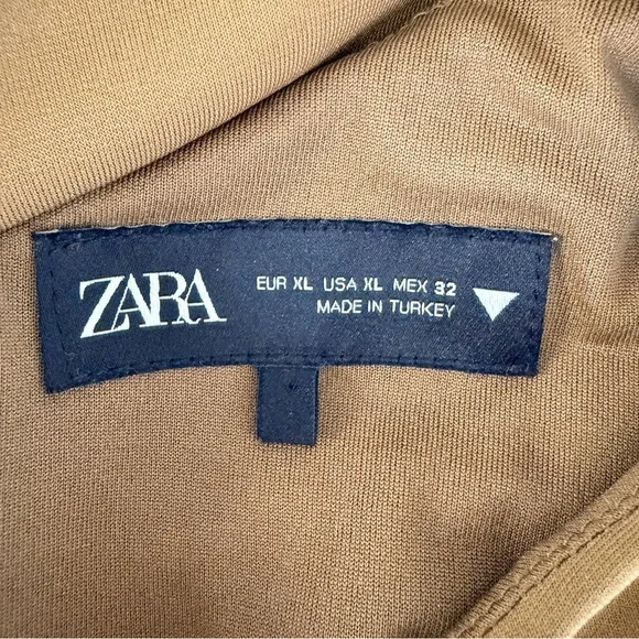 Zara Women's Olive Brown Draped Mini Dress | XL - Picture 4 of 6